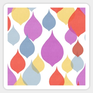 Sixties teardrop shape geometric purple, red, blue yellow, Linen textured heart Sticker